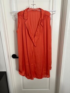 L’Agence Orange Silky Plunge Neckline Dress Women’s Size 4
